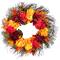 24" Autumn Harvest Peony, Mum & Feather Thanksgiving Wreath, Unlit